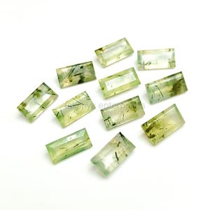 Piedra Preciosa Rectangular Facetada de Prehnita Verde Natural para Joyería, Piedra Calibrada Suelta para Colgante y Anillo, 12x6mm, al por Mayor - Product Image 4