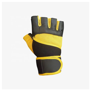 Guantes de Neopreno Transpirables de Medio Dedo para Levantamiento de Pesas con Correa de Muñeca Ajustable, Unisex, para Gimnasio y Fitness, Negro y Amarillo, 0.5 kg - Product Image 3