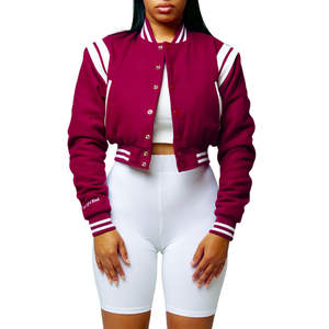 Veste de baseball sportive pour femmes, fabrication OEM, vêtements de mode durables, peau de mouton crochetée, séchage rapide, hiver - Product Image 3