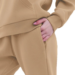 100% algodón polar venta al por mayor pulóver en blanco de gran tamaño mujeres chándal largo logotipo personalizado chándal - Product Image 6