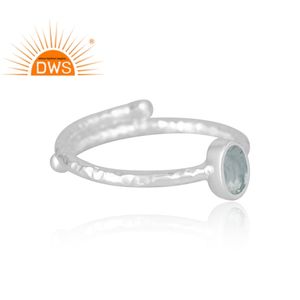 แหวนพลอยอความารีนธรรมชาติทำจากเงินสเตอลิง925ขายดีเครื่องประดับตามสั่งสำหรับเป็นของขวัญสำหรับผู้หญิง - Product Image 4