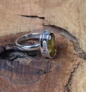 Bague fine en argent sterling 925 faite à la main Design classique unique avec pierre précieuse de quartz fumé naturel Vermeil d'éternité personnalisé - Product Image 3