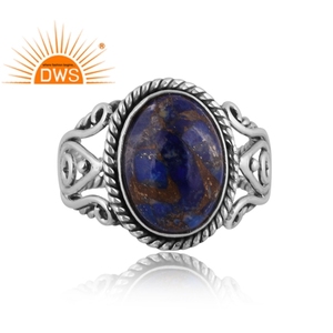 Best Selling Oxidized Sterling Silver Mojave Copper <b>Lapis</b> <b>Lazuli</b> Gemstone Statement <b>Ring</b> Custom Jewelry For Women Gift For Her - Product Image 4