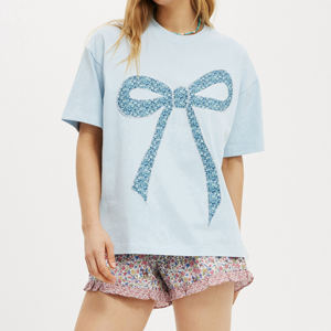 Meilleure vente T-shirts décontractés en coton/polyester pour femmes couleur personnalisée col rond manches courtes T-Shirt imprimé de haute qualité femmes - Product Image 2