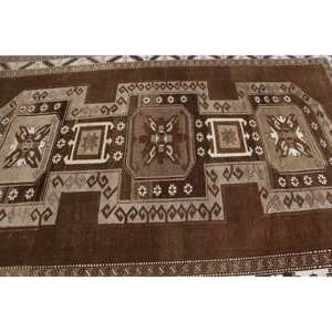 พรมตุรกีโบราณ ขนาดใหญ่ 6.6x9.9 ฟุต พรมขนสัตว์สีน้ำตาลขาวสไตล์ตะวันตกเฉียงใต้ - Product Image 4