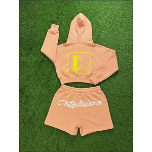 Custom Cropped Polyester/Cotton Men's hoodie Shorts <b>Sets</b> Printed Clothing <b>Knitted</b> Heavyweight Boxy Breathable <b>set</b> - Product Image 2