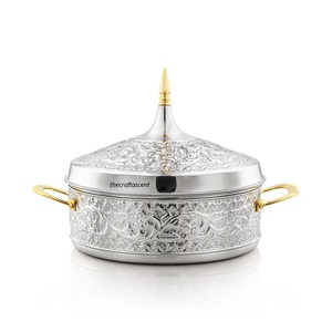 2024 Hot Selling High Quality Custom Silver & <b>Gold</b> Finished Steel Casserole Lid Modern Home Use Iron <b>Food</b> Warmer Hotpots Server - Product Image 5