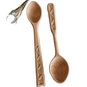 Nouvelles idées de produits : Cuillères en bois tendance, 11 pouces, en acacia, lot de 2 pièces pour servir et mélanger les salades - Product Image 1