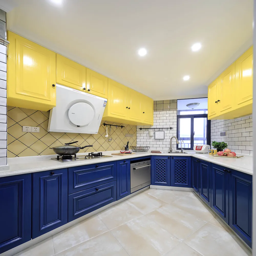 Kunden spezifischer Küchen schrank Moderne Massivholz farbe Finish Wohn möbel Modularer Küchen schrank