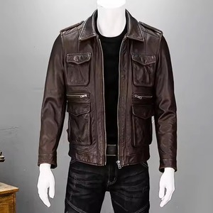 Chaquetas de cuero genuino de piel de vaca para hombre de la mejor calidad para Otoño Invierno Material de tela de alta condición nueva chaqueta para hombre - Product Image 3