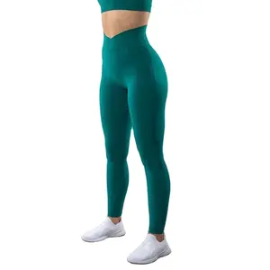 2024 Compression High Waist Green Color Side Pockets New Design Ladies Yoga Pants Leggings Seamless Premium Quality Sexy Tights