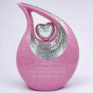 Cœur d'or au centre Urne de crémation en forme de larme Urnes de cendres humaines Fournisseur funéraire Grandes urnes de crémation en aluminium Vente en gros - Product Image 3