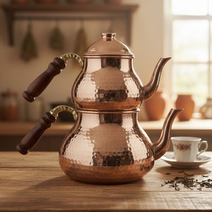 Pot à eau en cuivre Karaca, théière en métal avec couvercle pour le thé, les boissons, l'eau, cadeaux pour restaurants et hôtels, logo personnalisé, carafe domestique, bouilloire - Product Image 2