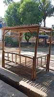 Gazebo de Estilo Indonesio para Exteriores, Fabricado con Ramas de Teca Ecológicas Tratadas a Presión, Pérgola Clásica Hecha a Mano, Muebles para Jardín y Hogar