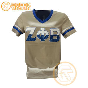 Camiseta de Algodón Personalizada al por Mayor de la Hermandad Zeta Phi Beta, Ropa de Hermandad para Mujer, Bordado para Todas las Temporadas, Estampado Liso Teñido - Product Image 4