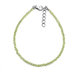 Péridot naturel Micro facettes 2mm perle minimaliste bracelet de pierres précieuses pour filles-femmes avec bijoux en or en argent sterling - Product Image 1