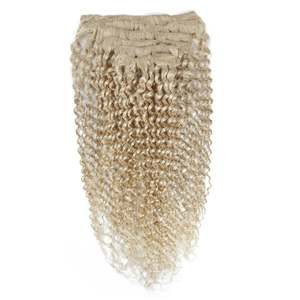 Extensions de cheveux humains à clipser 3C # 60a Cool Platinum Blonde - Cheveux Indiens Remy Vierge en Trame Doux et Naturel - Product Image 3