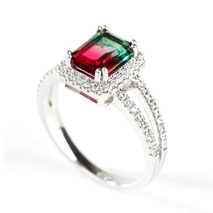 <b>Emerald</b> Cut Watermelon <b>Ring</b>-Sterling <b>Silver</b> Fashion Jewelry Romantic Gift - Product Image 3