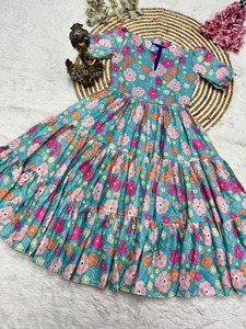 Vestido Kurti de Mujer para Fiesta en la Playa, Tela de Seda Georgette, Bordado Intenso, Estampado Floral, Protección Solar, Largo hasta la Rodilla, en Oferta - Product Image 3