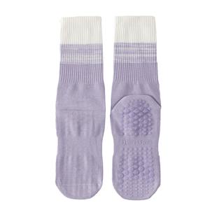 Calcetines de Yoga de agarre redondo antideslizantes de color pastel personalizados para mujer algodón suave con puño a rayas para Pilates Barre directo de fábrica - Product Image 3