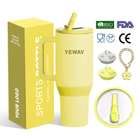 YEWAY Gobelet isotherme en acier inoxydable de 40 oz avec paille, anti-fuite, idéal pour les voyages en voiture et le randonnée, marque privée