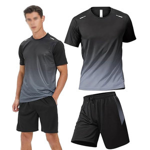 Streetwear avec impression personnalisée et logo pour hommes, ensemble de t-shirts décontractés, ensemble entraînement deux pièces shorts pour hommes, taille adulte - Product Image 3