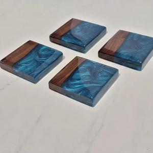Offre Spéciale Top qualité personnaliser boisson bière thé café carré rond bois résine époxy sous-verre ensemble sous-verres gratuits - Product Image 5