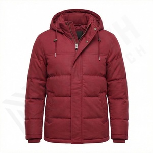 Veste d'hiver matelassée personnalisée pour homme, en nylon et polyester, parka chaude décontractée à capuche, veste légère et mince, vêtement d'extérieur isolé thermiquement - Product Image 1
