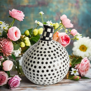 Venta al por mayor moderno estilo europeo Blanco alto florero con rayas verticales Mesa hierro metal decoración para la decoración del hogar - Product Image 3