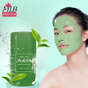 Custom Logo Cosmetics Supplier Organic Natural Purifying Clay Facial Face Green Mask Green Tea Cleansing Stick