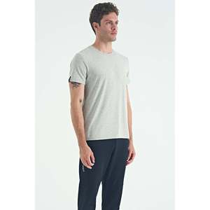 T-shirt à manches courtes en coton mélangé gris pour homme Air Jones, coupe classique confortable pour un usage quotidien décontracté - Product Image 4