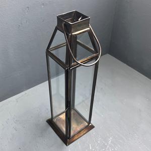 Portavelas de Linterna Hecho a Mano, Decorativo, de Vidrio y Latón con Acabado Marrón para Decoración del Hogar - Product Image 4