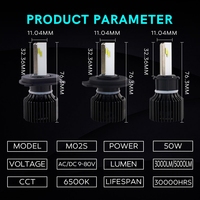 Ampoule de phare LED pour moto M02S super lumineuse 50W 5000LM H4 BA20D P15D, faisceau haut et bas, phare de moto à double lentille 9-80V IP68