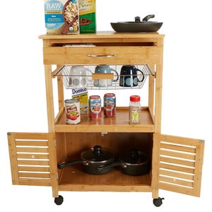 Étagère de cuisine mobile KIBamboo KIB010 au design moderne avec armoires 52x32x84cm en chêne - Product Image 4