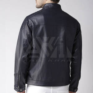 Chaqueta de Cuero para Motociclista, Estilo Motociclista, Cuello Alto, Cierre de Cremallera, Proveedor Mayorista OEM Personalizado - Product Image 4