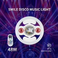 Ampoule LED intelligente E27 avec haut-parleur, lumière de fête musicale, 48W, changement de couleur RVB, télécommande, lumière disco musicale souriante