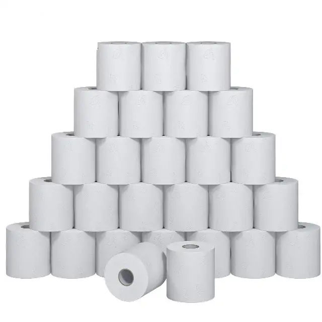 Groothandel 3-laags Bedrukte Kern Badkamerweefsel Toiletpapier Toiletpapier Rol Bamboe Effen Witte Kamerverpakking