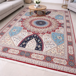 พรมปูพื้นลายเปอร์เซียถักมือสุดหรู พร้อมลายเหรียญสีแดงงาช้าง สำหรับห้องนั่งเล่น - Product Image 3