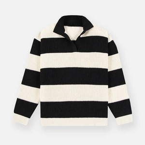 เสื้อสเวตเตอร์ถักสำหรับผู้ชายเสื้อสเวตเตอร์คอกลมเสื้อสเวตเตอร์โปโลลายทางเสื้อถักสำหรับฤดูหนาว - Product Image 1