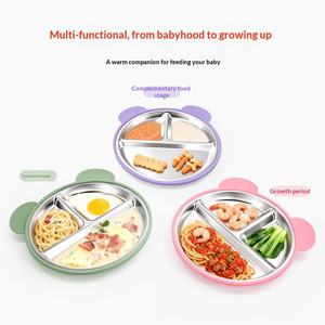 Factory Custom Best-Selling Durable <b>Cute</b> <b>Bear</b> Food-Grade Silicone Baby Food Plate Strong Suction Easy Clean - Product Image 1