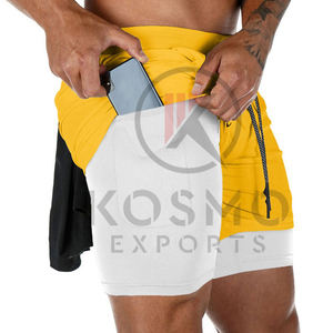 Pantalones cortos ecológicos para hombre, pantalones cortos transpirables de compresión para entrenamiento de gimnasio, servicio OEM al por mayor, patrón sólido - Product Image 4