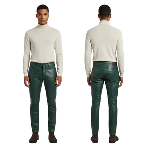 Pantalon en cuir avec logo personnalisé, taille mi-haute, nouveau design, lavage coloré, coupe ample, droit, HIGH STREET, toile légère - Product Image 2