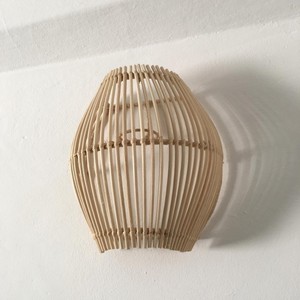 Applique murale vintage en rotin pour chambre à coucher, éclairage nocturne, luminaire mural suspendu, abat-jour naturel - Product Image 1