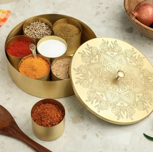 Traditional <b>masala</b> dabba with shiny polish perfect gift and kitchen decorative spice storage <b>box</b> for commercial kitchens decor - Product Image 2