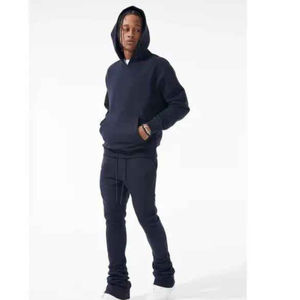 Chándal acampanado de alta calidad, chándal ajustado de algodón 100%, ropa de calle, el mejor estilo, chándal liso de peso pesado para hombres - Product Image 6