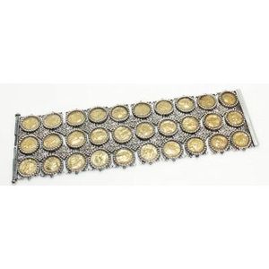 Bracelet antique en argent sterling 925, motif Constantinople, avec pièces de monnaie, bijou de collection culturelle, 174,5g, serti clos, pour femme - Product Image 4