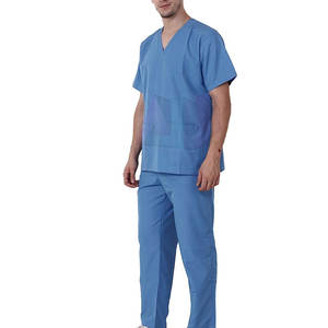 ชุดสครับผ้าฝ้ายเนื้อเนียนสำหรับใช้ในโรงพยาบาล น้ำหนักเบาและเป็นมิตรกับสิ่งแวดล้อม ออกแบบมาเพื่อความสบายในการเคลื่อนไหว ผ้าที่สวมใส่สบาย - Product Image 2