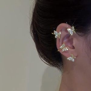 Maglione di farfalla polsini orecchio Non Piercing orecchini strass in ottone gioielli per festa scalatore cingolati orecchini - Product Image 6