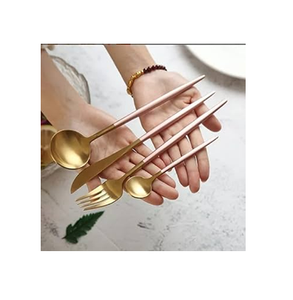 Gold Plated flatware Spoon With <b>Antique</b> Color Handle Silver Dark <b>Tea</b> Sugar Spoon mirrored steel cutlery <b>sets</b> - Product Image 1