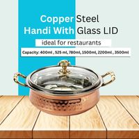 Artículo en Oferta, Venta al por Mayor, Tazón para Servir de Acero Inoxidable Martillado, Utensilios de Cocina de Cobre, Olla India para Servir con Tapa